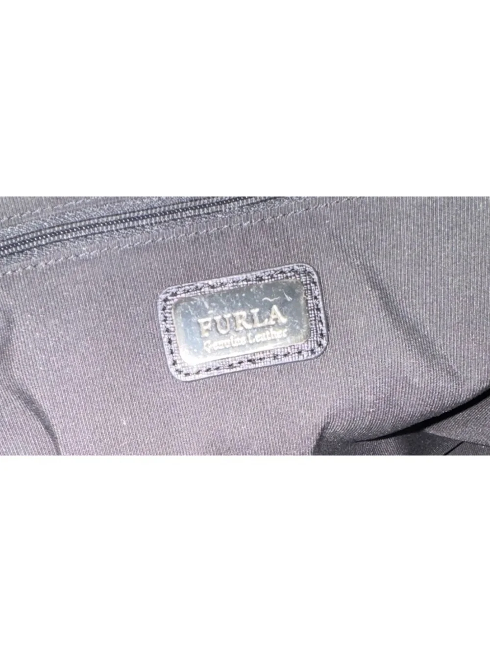 Furla Tessa Large Tote Black Saffiano Leather Gold F Charm Zip Top